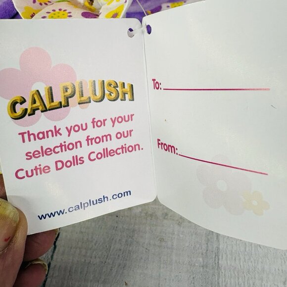 Large 24" Calplush CUTIE DOLLS Girl Purple Floral Butterfly Doll Plush W Tags - Picture 6 of 16